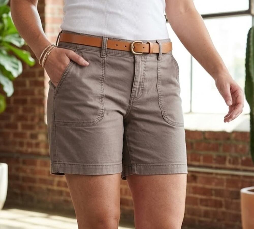 Lee Riders Women's Mid-Rise Comfort Stretch Utility Casual Shorts Taupe 10M